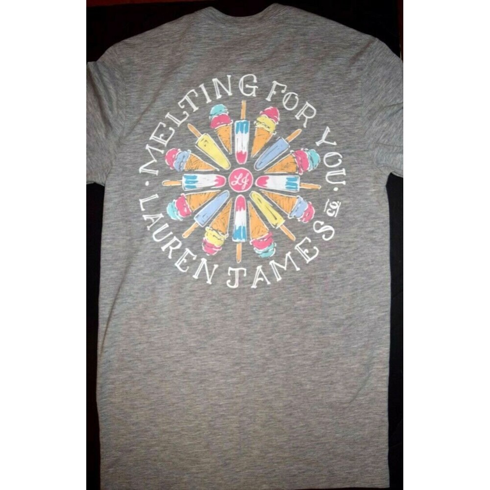 EUC LAUREN JAMES GRAY "MELTING FOR YOU" FROZEN TREATS SHORT SLEEVE T SHIRT SZ XS